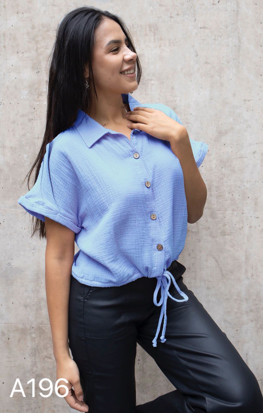 A196 - Blusa Crop Lino
