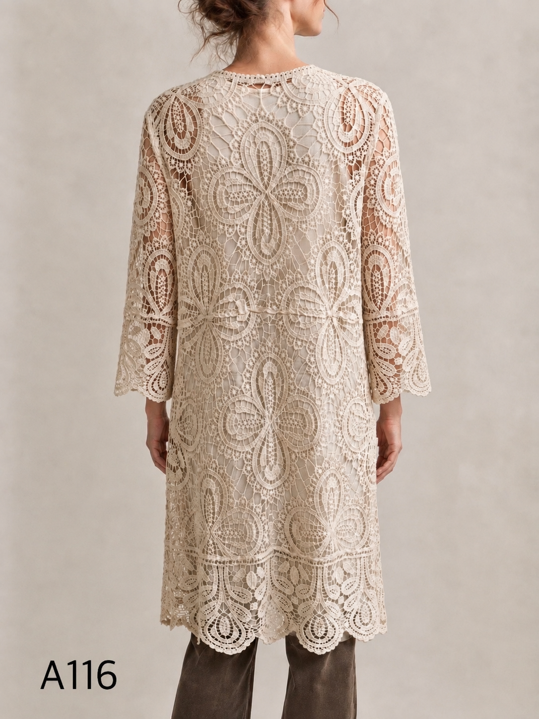 A116- Tapado Largo de Macramé Floral