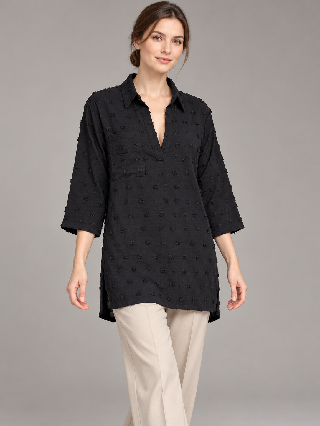 A476- Blusa Larga con Relieve