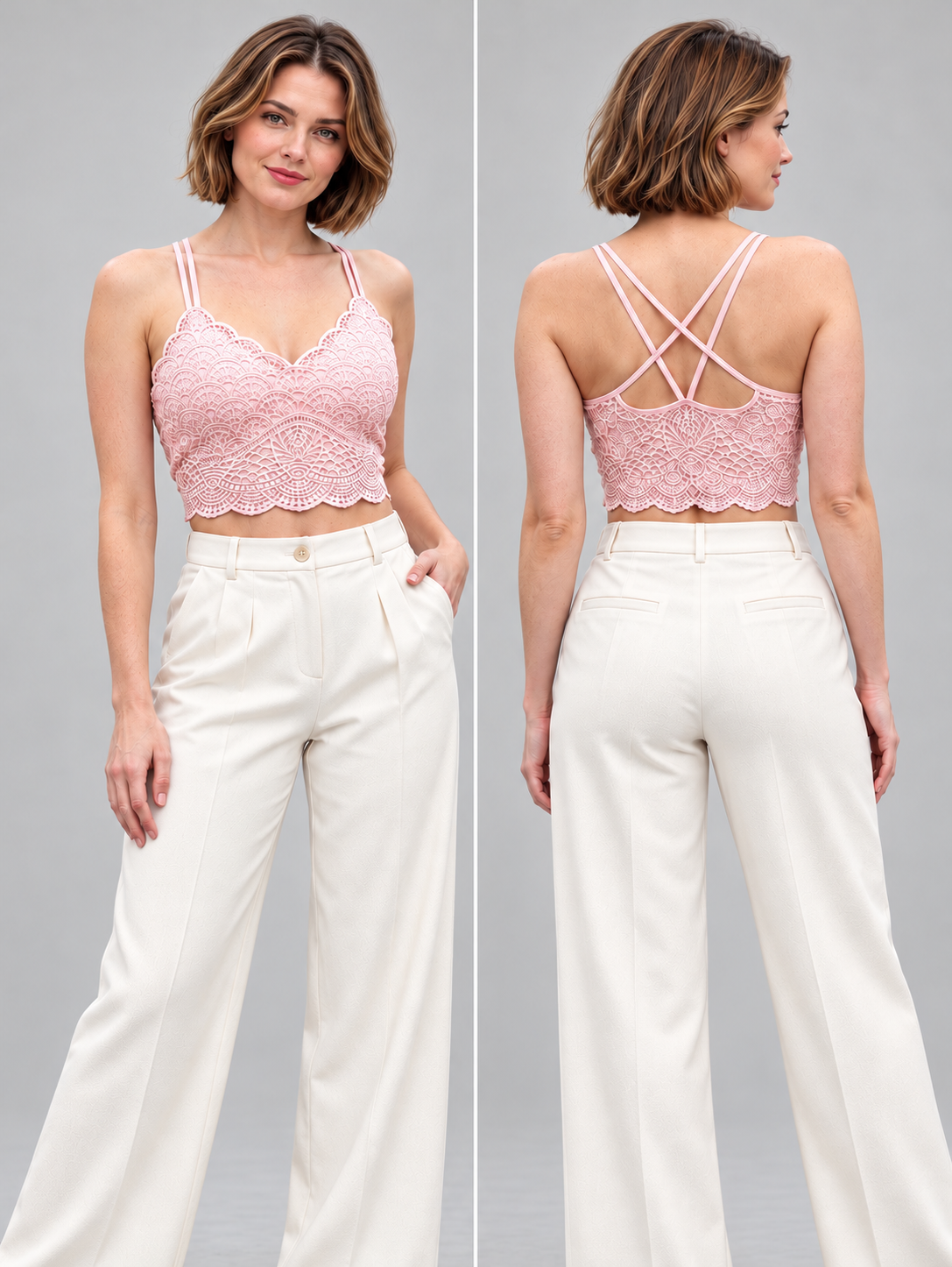 2266- Polera corta de encaje