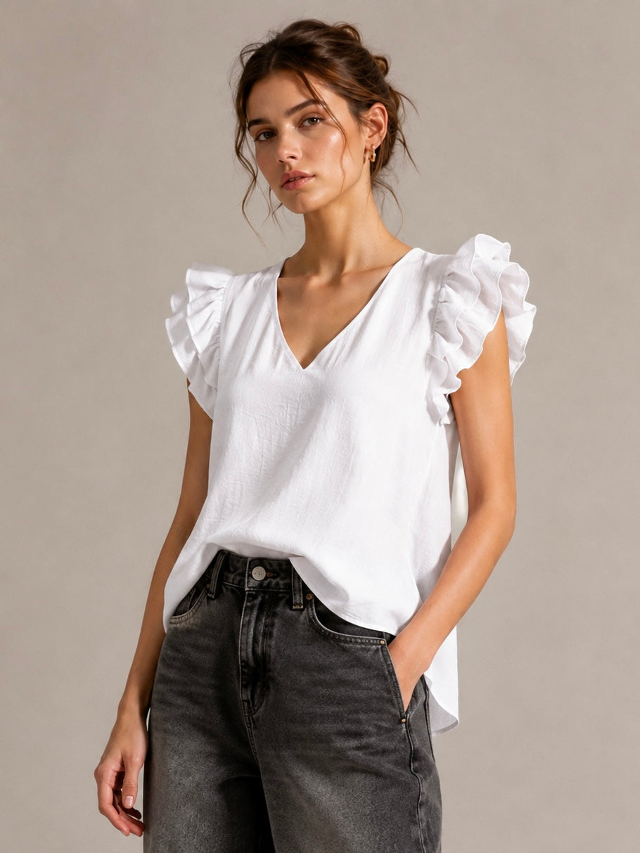 A206 - Polera Cuello V con Vuero