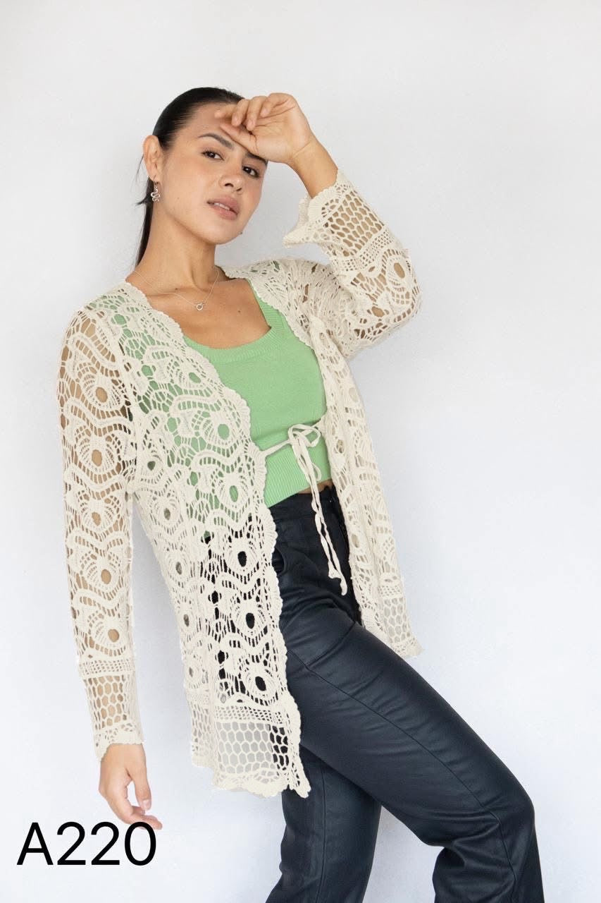 A220- Tapado de Crochet Medio Largo