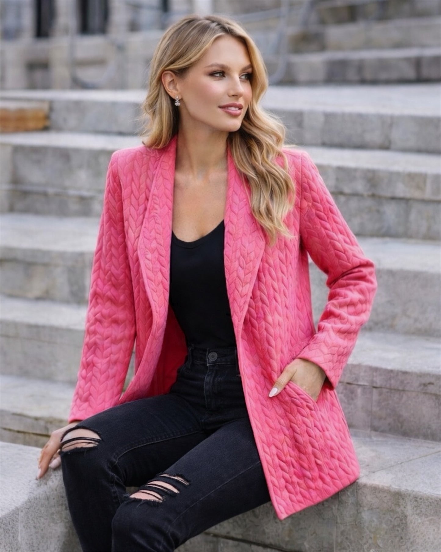 A178 - Chaqueta con Solapa Texturizado