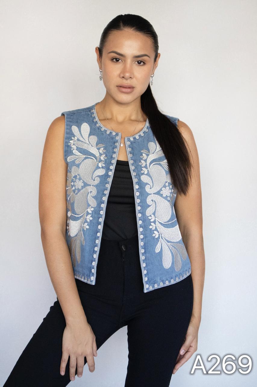A269 - Gilet de Mezclilla con Bordado
