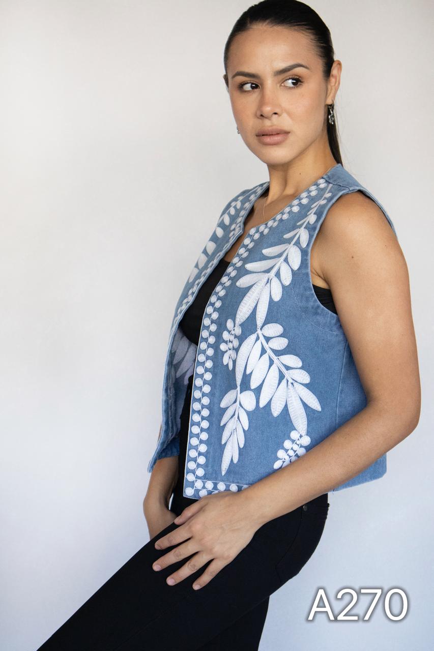 A270 - Gilet de Mezclilla con Bordado
