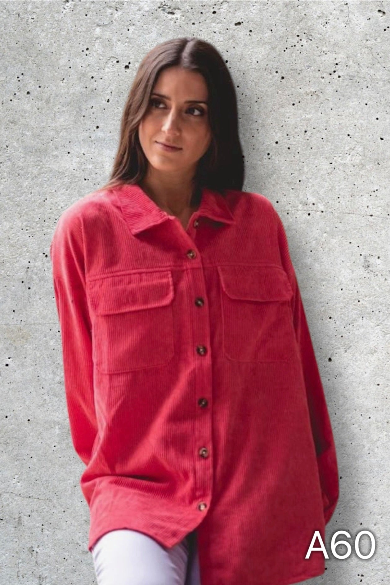 A60 - Camisa Cotelé Manga Larga Mujer