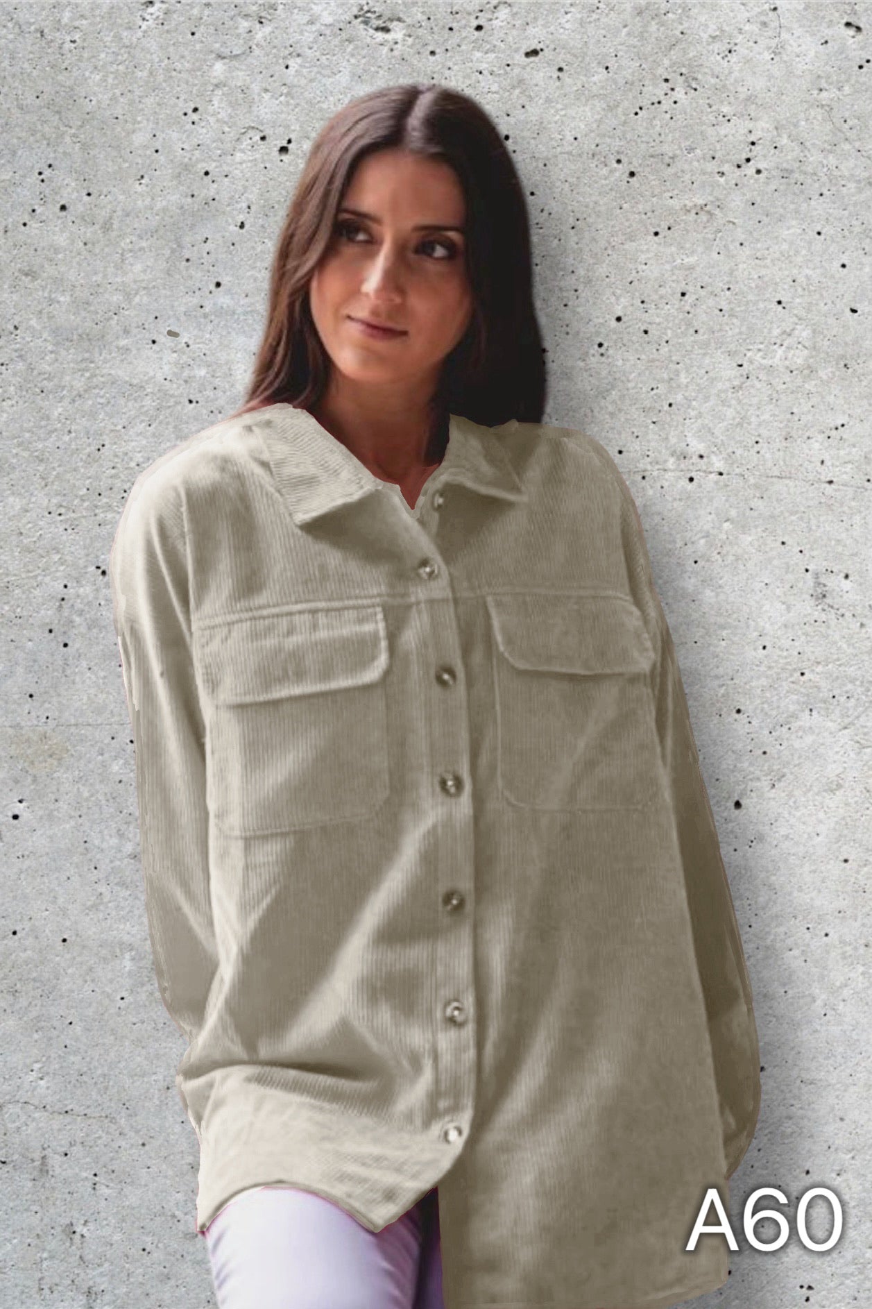A60 - Camisa Cotelé Manga Larga Mujer