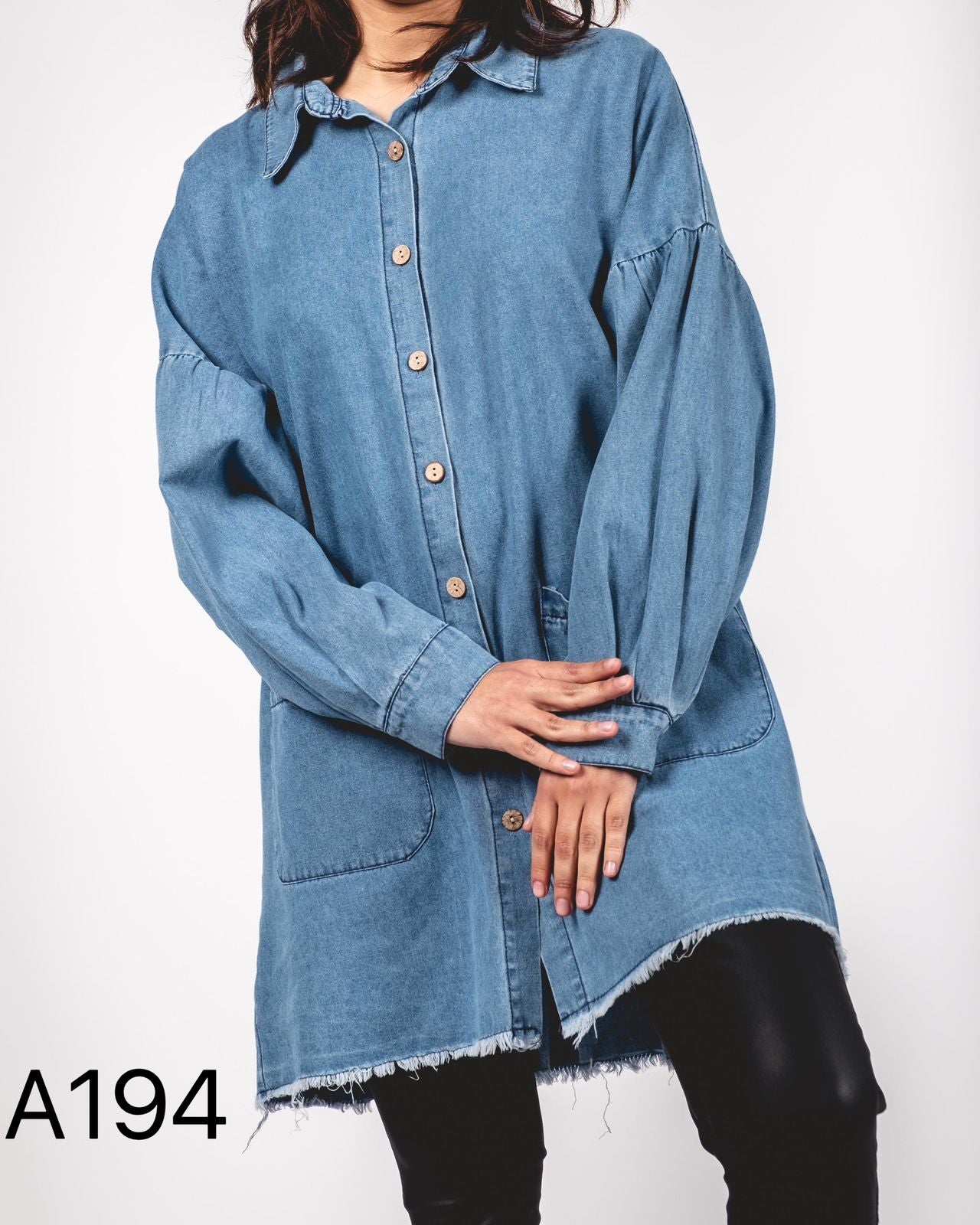 A194 - Vestido de Mezclilla con Manga Larga