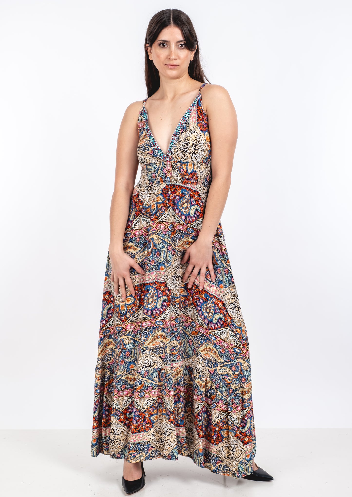 A231 - Vestido Diseño Indu Escote V