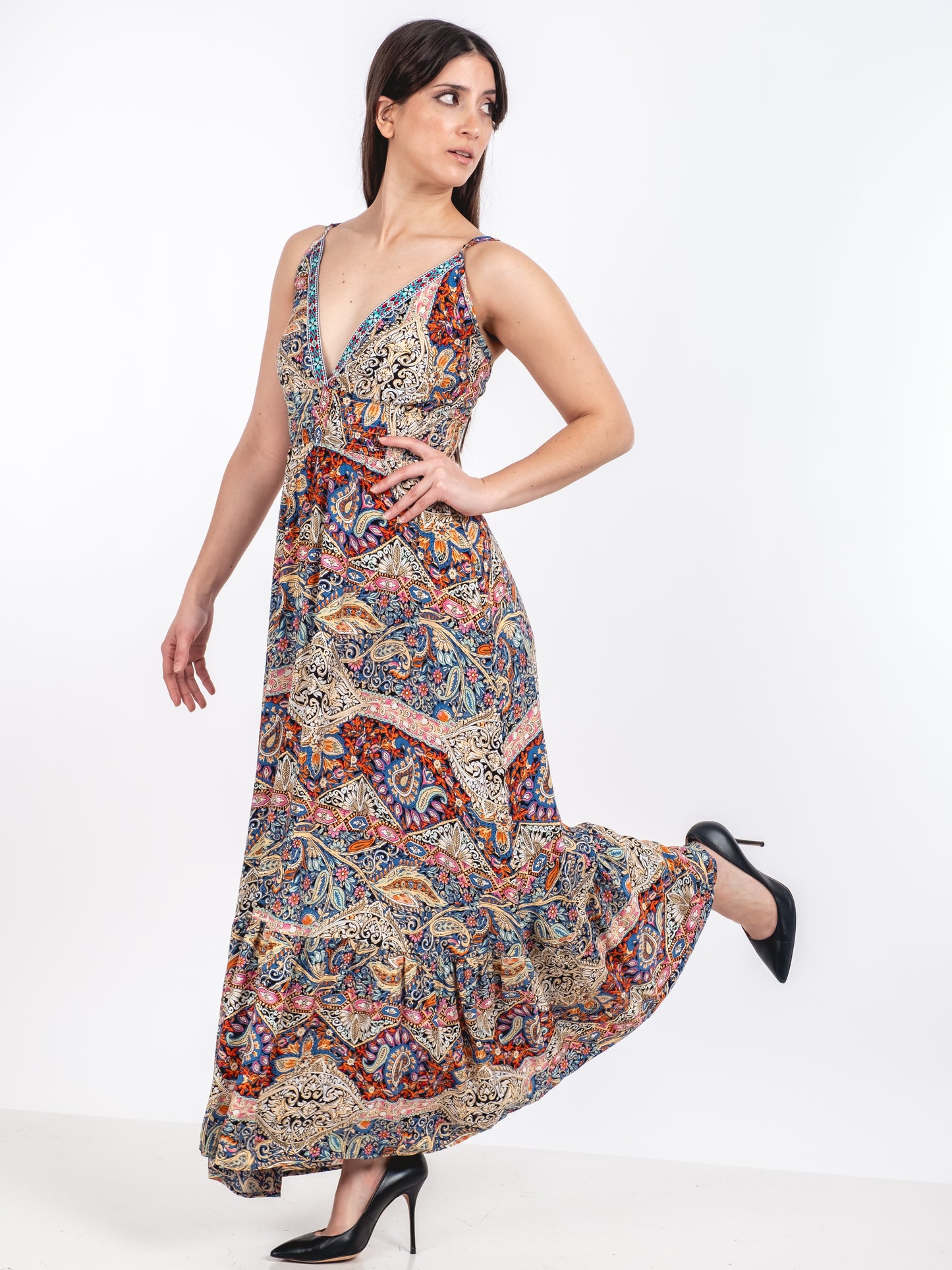 A231 - Vestido Diseño Indu Escote V