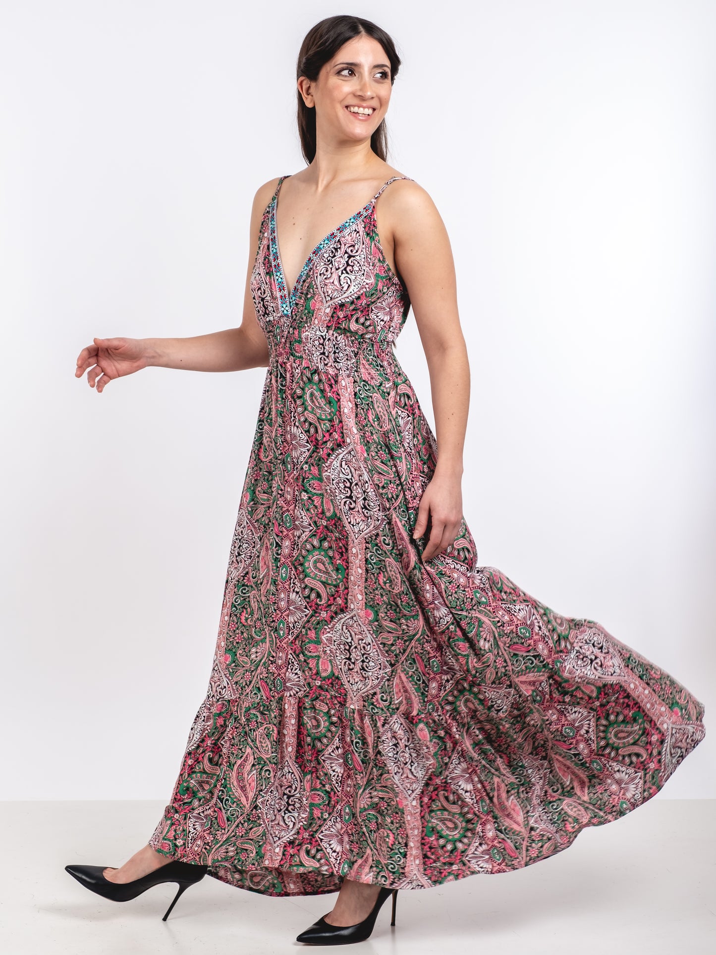 A231 - Vestido Diseño Indu Escote V