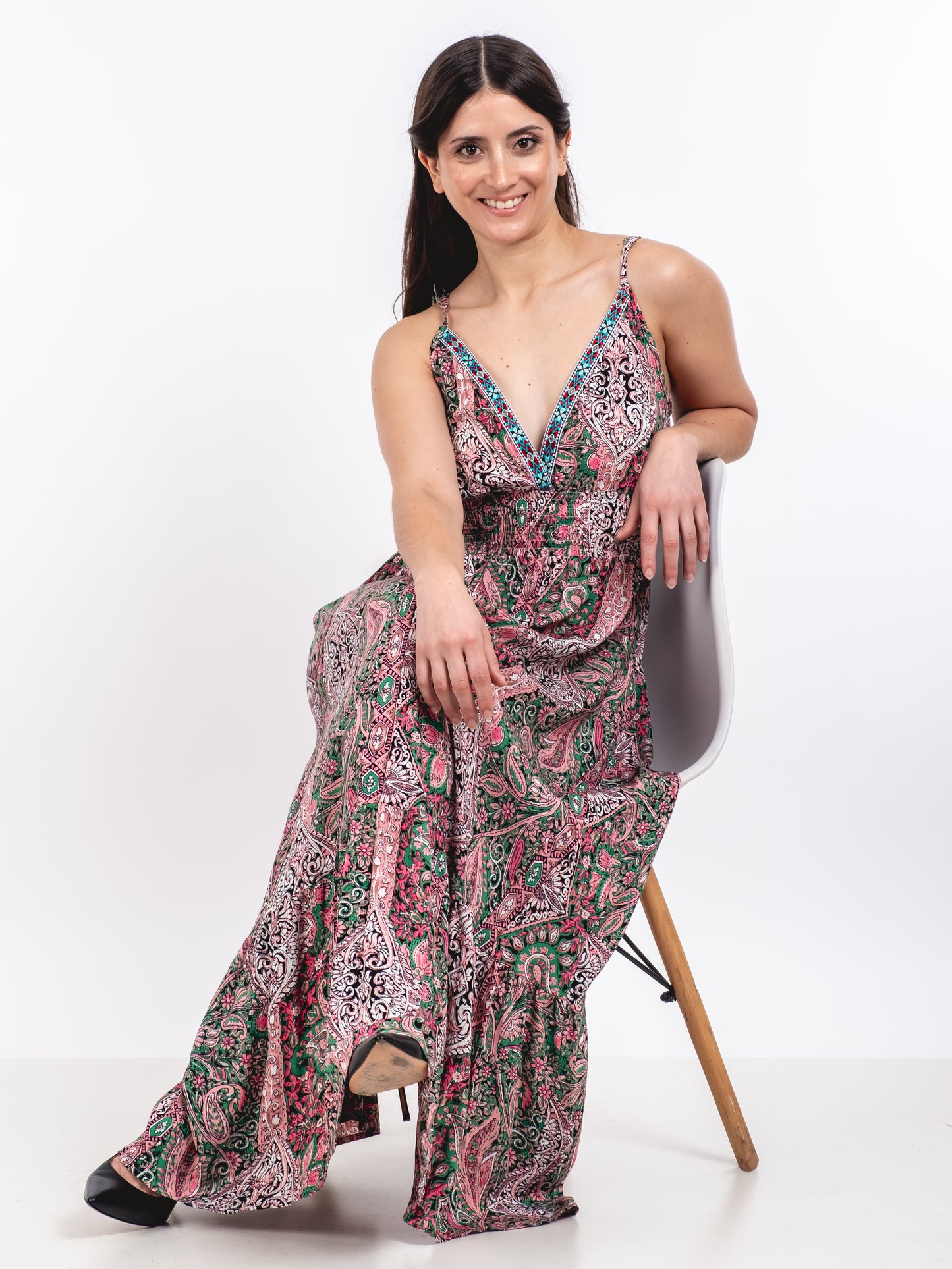 A231 - Vestido Diseño Indu Escote V
