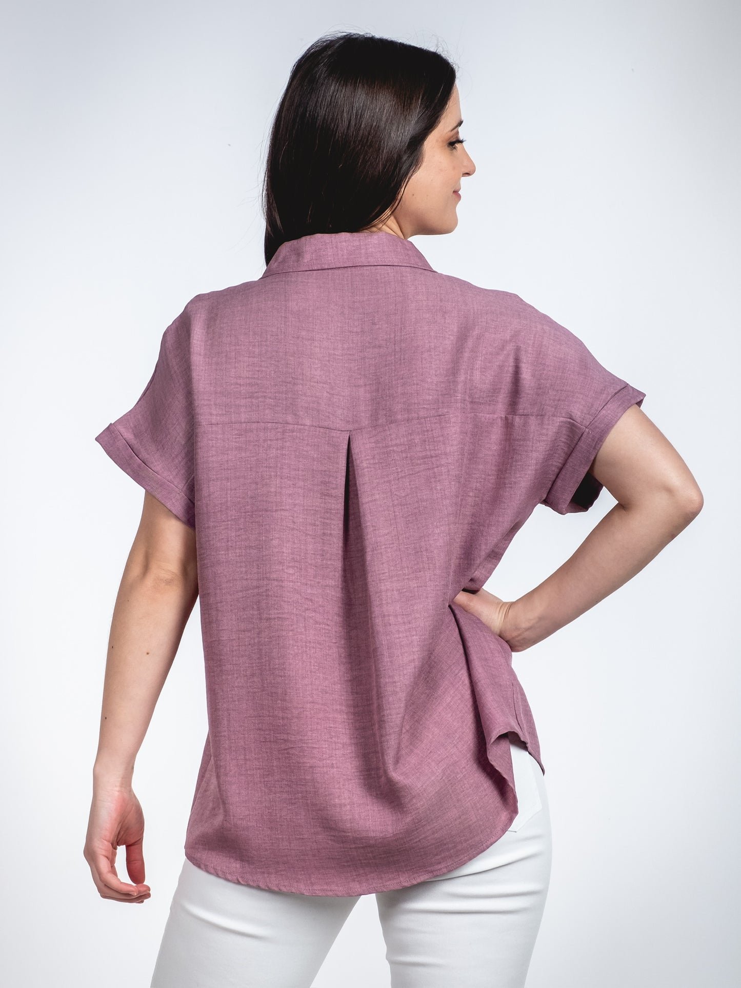 A99 - Blusa de Lino Manga Corta