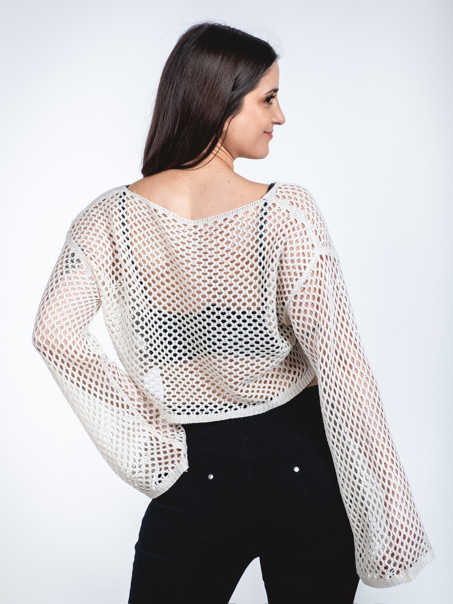 A361- Chaleco de hilo crop top
