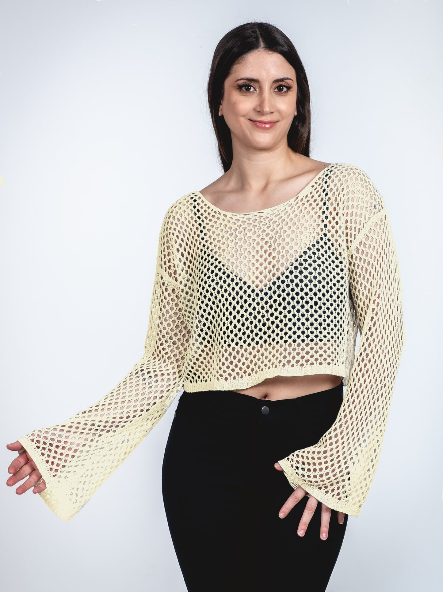 A361- Chaleco de hilo crop top