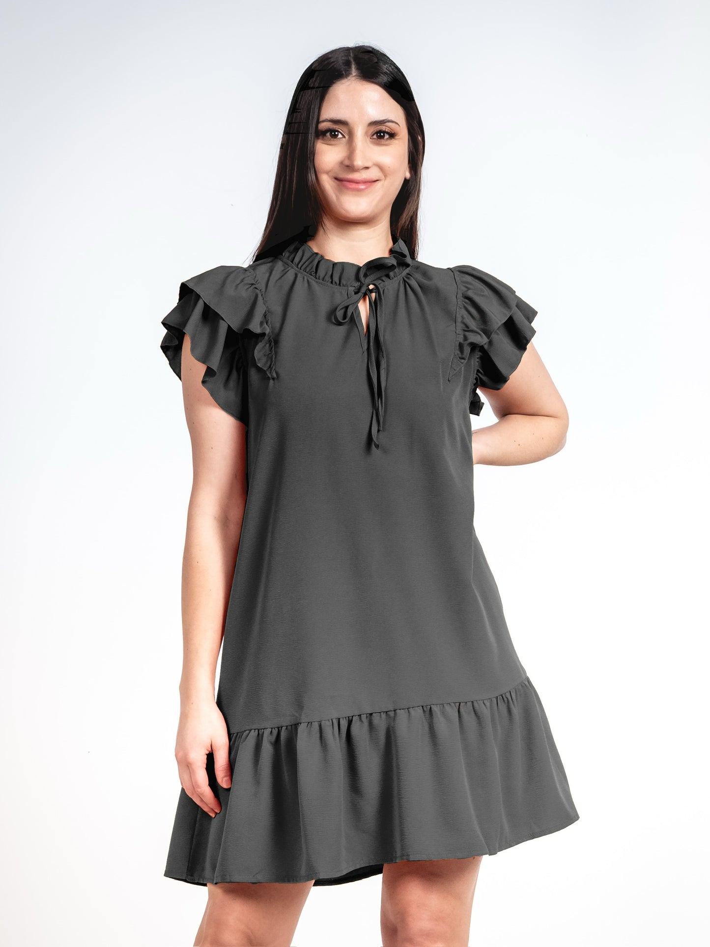 A334- Vestido corto con vuelos