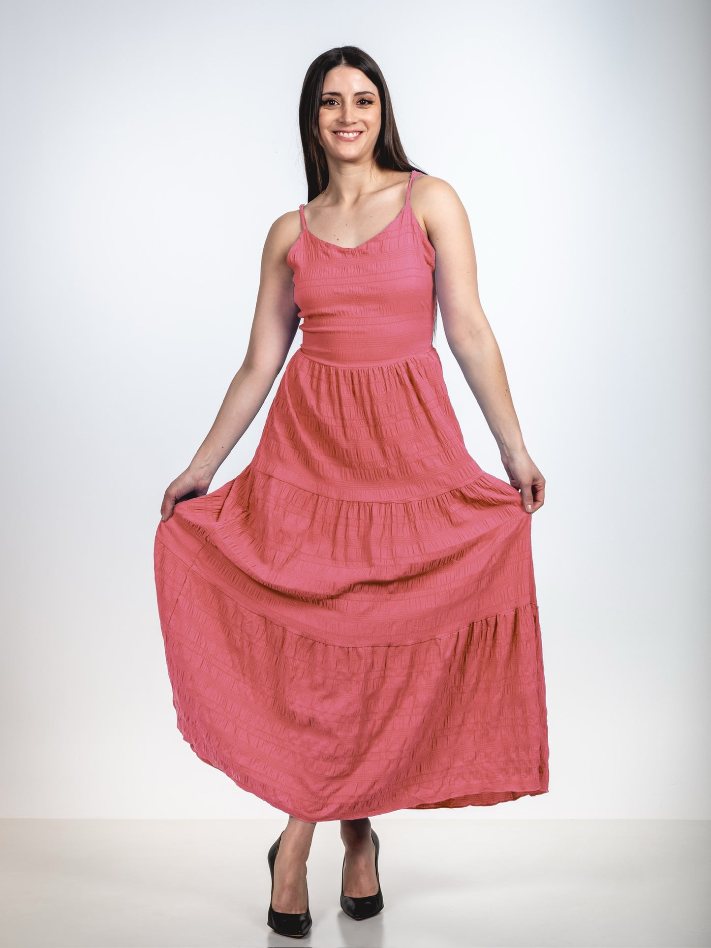 A238 - Vestido Texturizado Sin Espalda