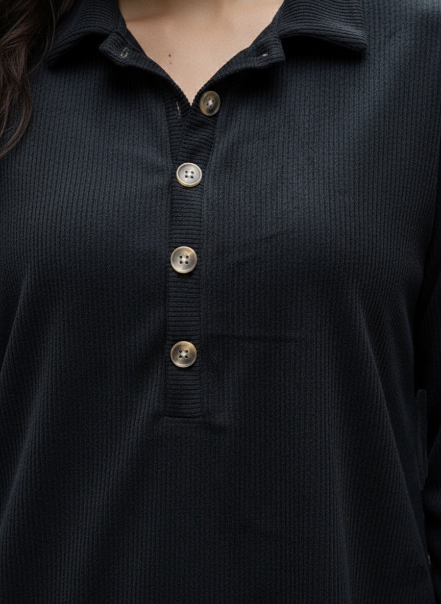 A414- Mini vestido tipo blusa de cotelé