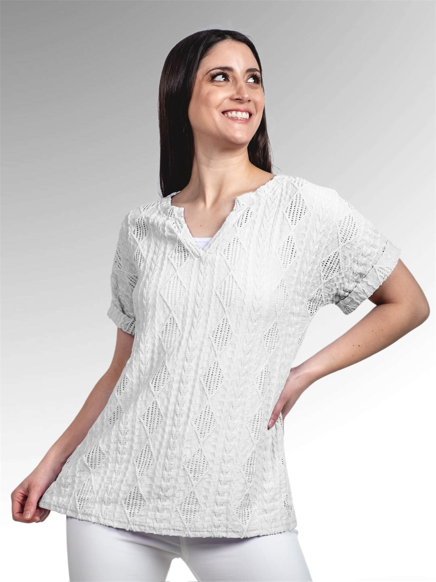 A253- Polera Manga Corta Escote V