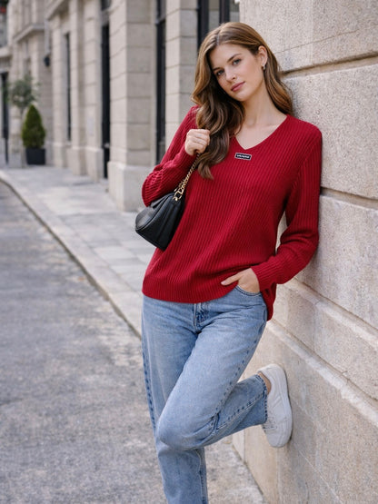 A236 -Sweater Cuello V Acanalado