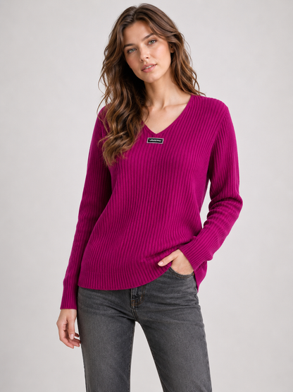 A236 -Sweater Cuello V Acanalado