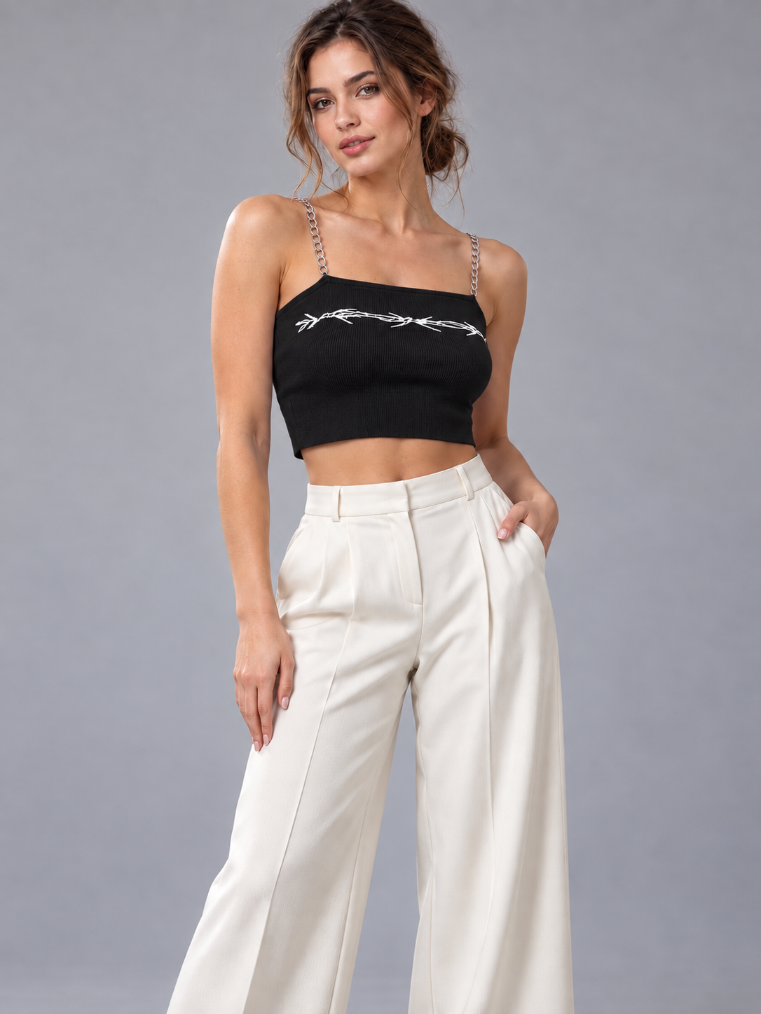 A66- Polera Crop con Cadenas