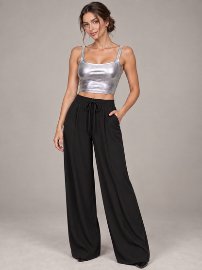 A141- Polera Crop Metalizada