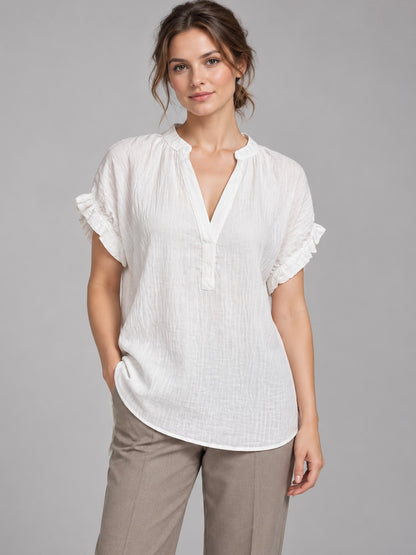 A455- Polera tipo Blusa con Cuello V