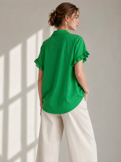 A208 - Blusa Manga Corta con Vuelo