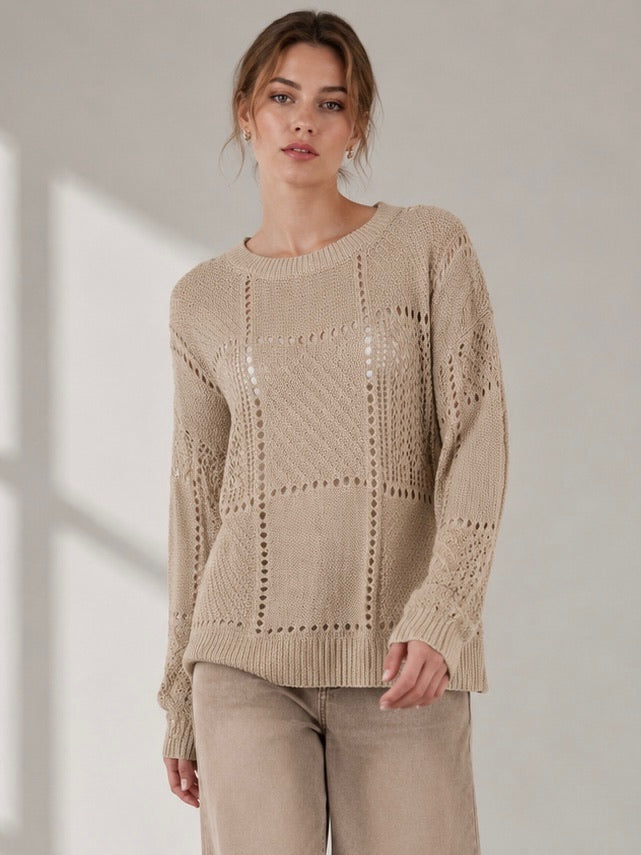 A247 - Sweater de Hilo con Cuello Redondo