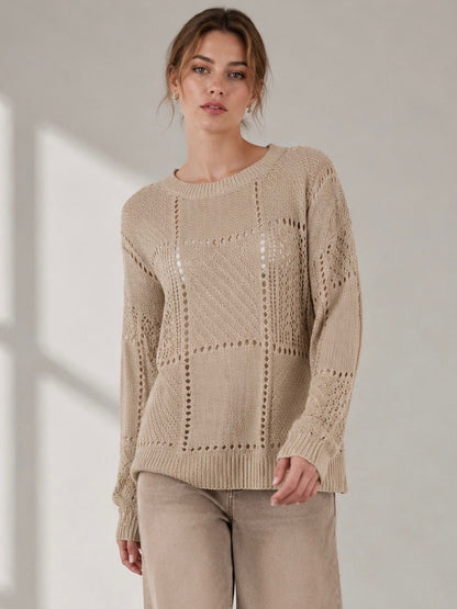 A247 - Sweater de Hilo con Cuello Redondo