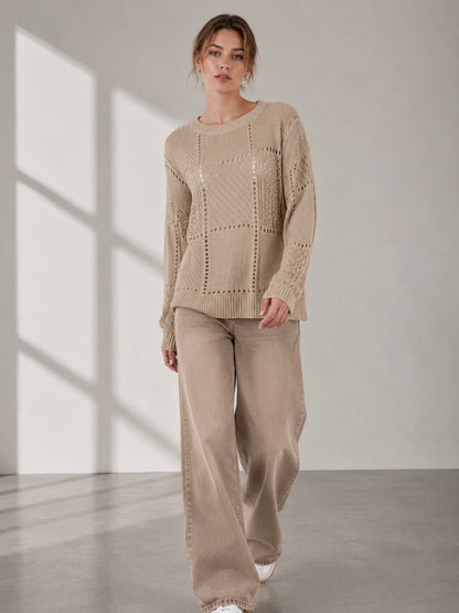 A247 - Sweater de Hilo con Cuello Redondo
