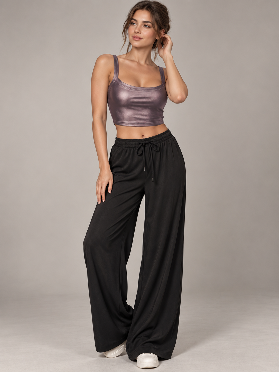 A141- Polera Crop Metalizada