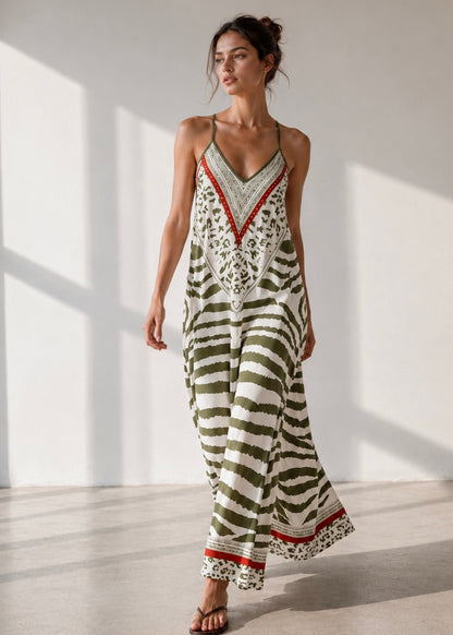 A396- Vestido Maxi Animal Print
