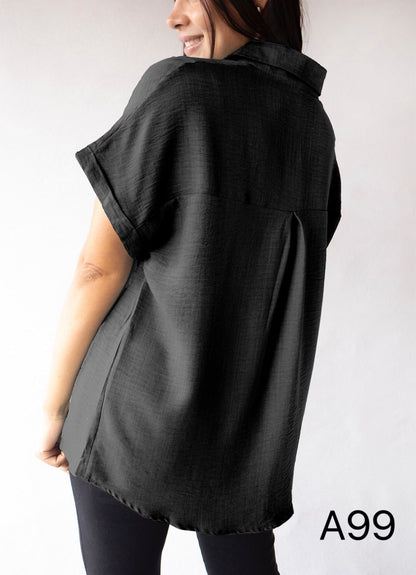 A99 - Blusa de Lino Manga Corta