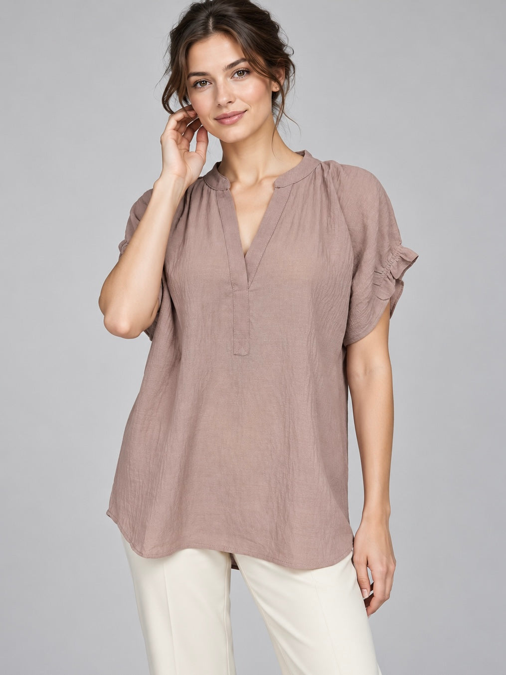 A455- Polera tipo Blusa con Cuello V