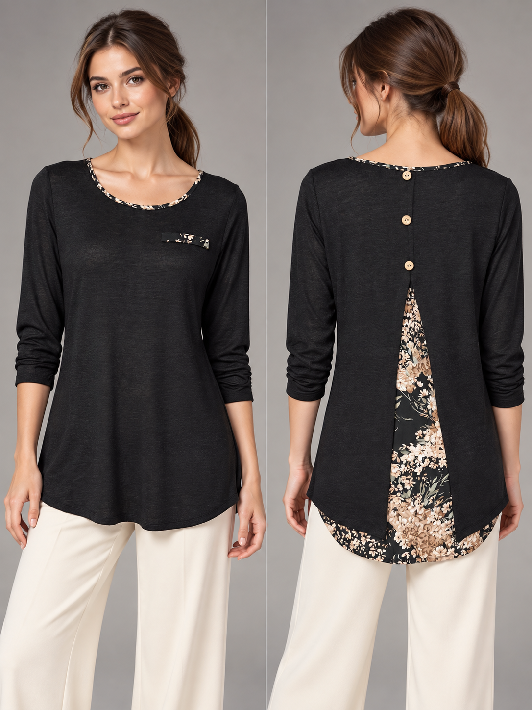 2326- Polera con Espalda Floral