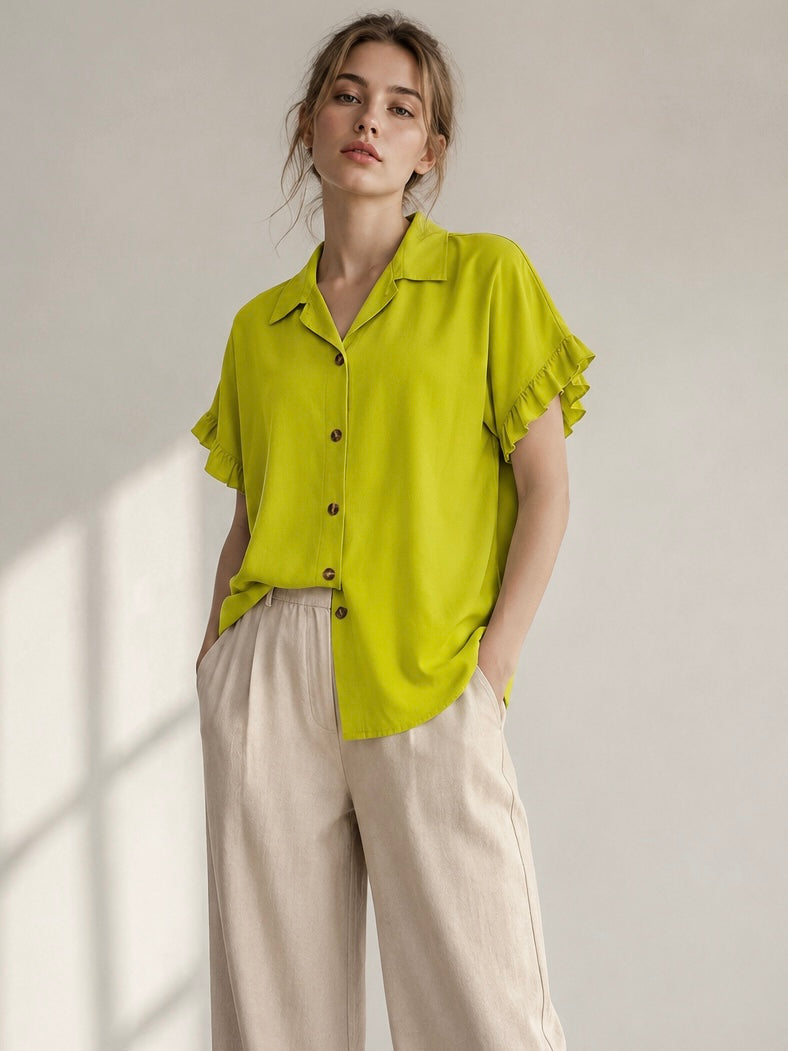 A208 - Blusa Manga Corta con Vuelo