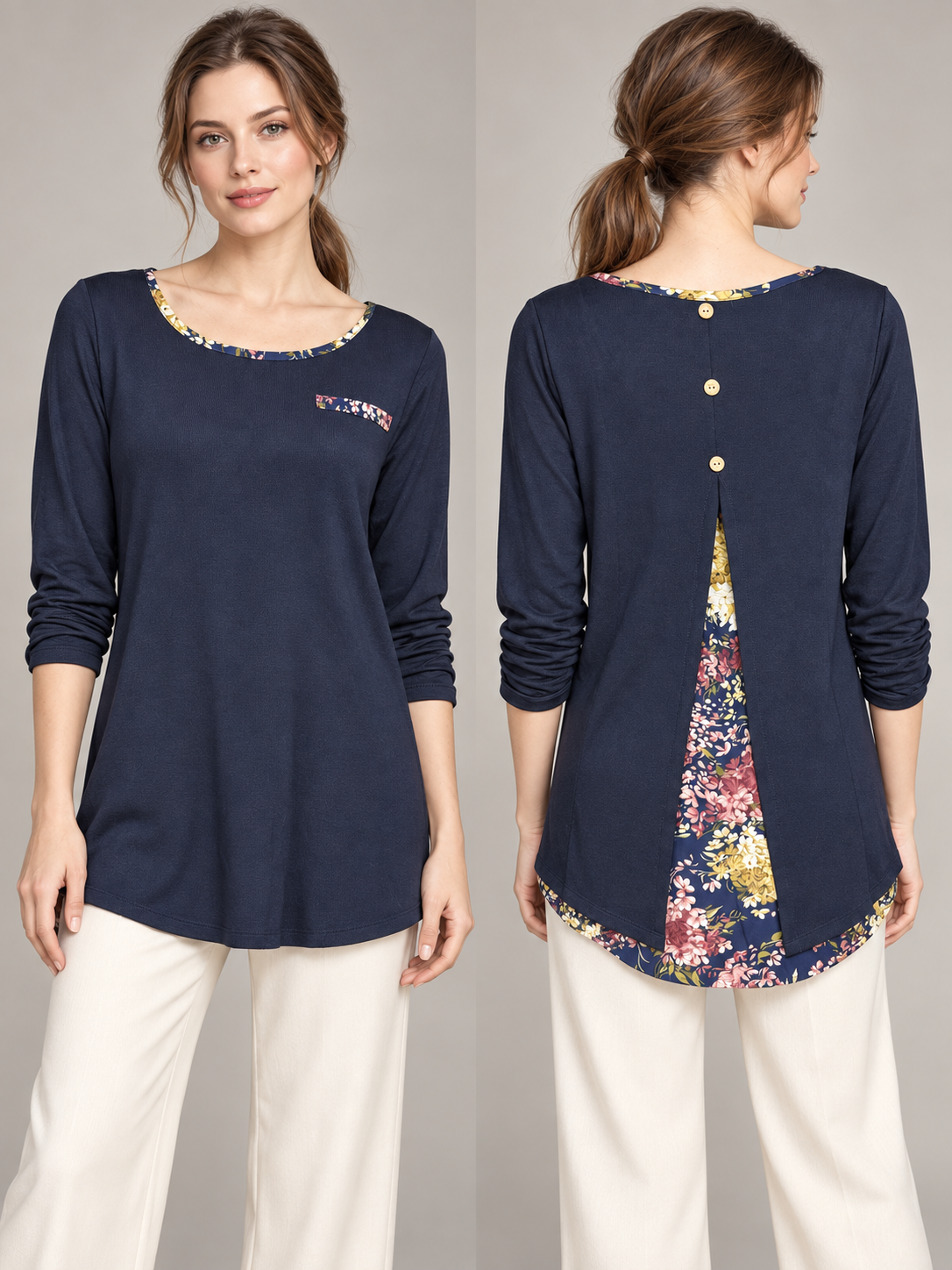 2326- Polera con Espalda Floral