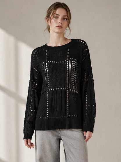 A247 - Sweater de Hilo con Cuello Redondo