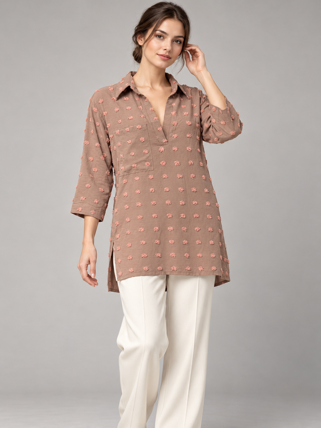 A476- Blusa Larga con Relieve