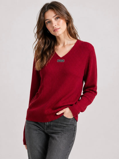 A236 -Sweater Cuello V Acanalado