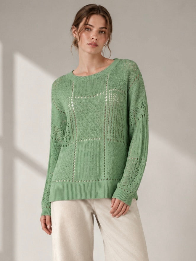 A247 - Sweater de Hilo con Cuello Redondo