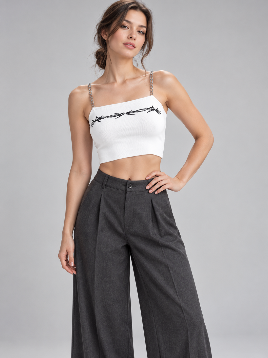A66- Polera Crop con Cadenas