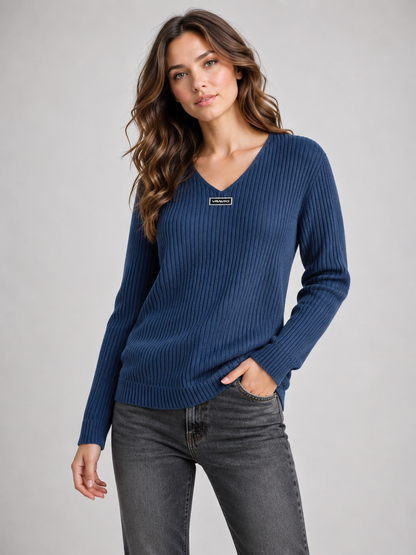 A236 -Sweater Cuello V Acanalado