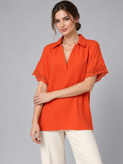 A482- Polera tipo Blusa con Encaje