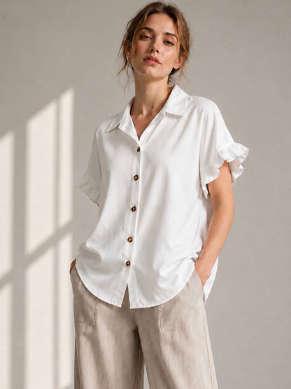 A208 - Blusa Manga Corta con Vuelo