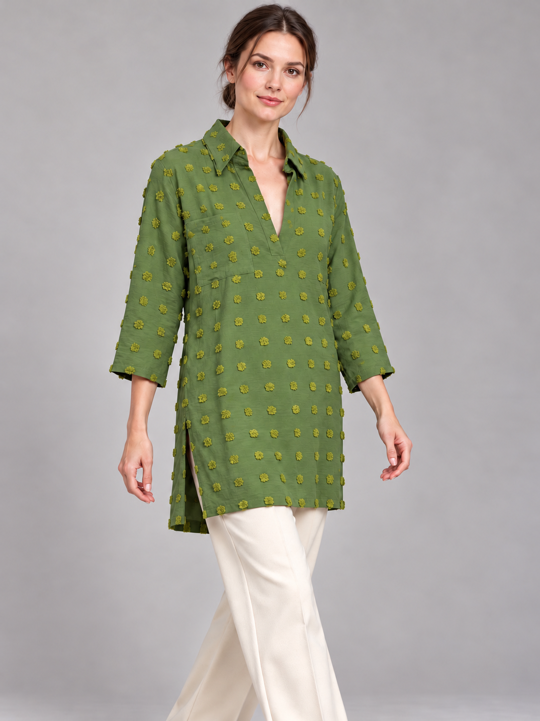 A476- Blusa Larga con Relieve