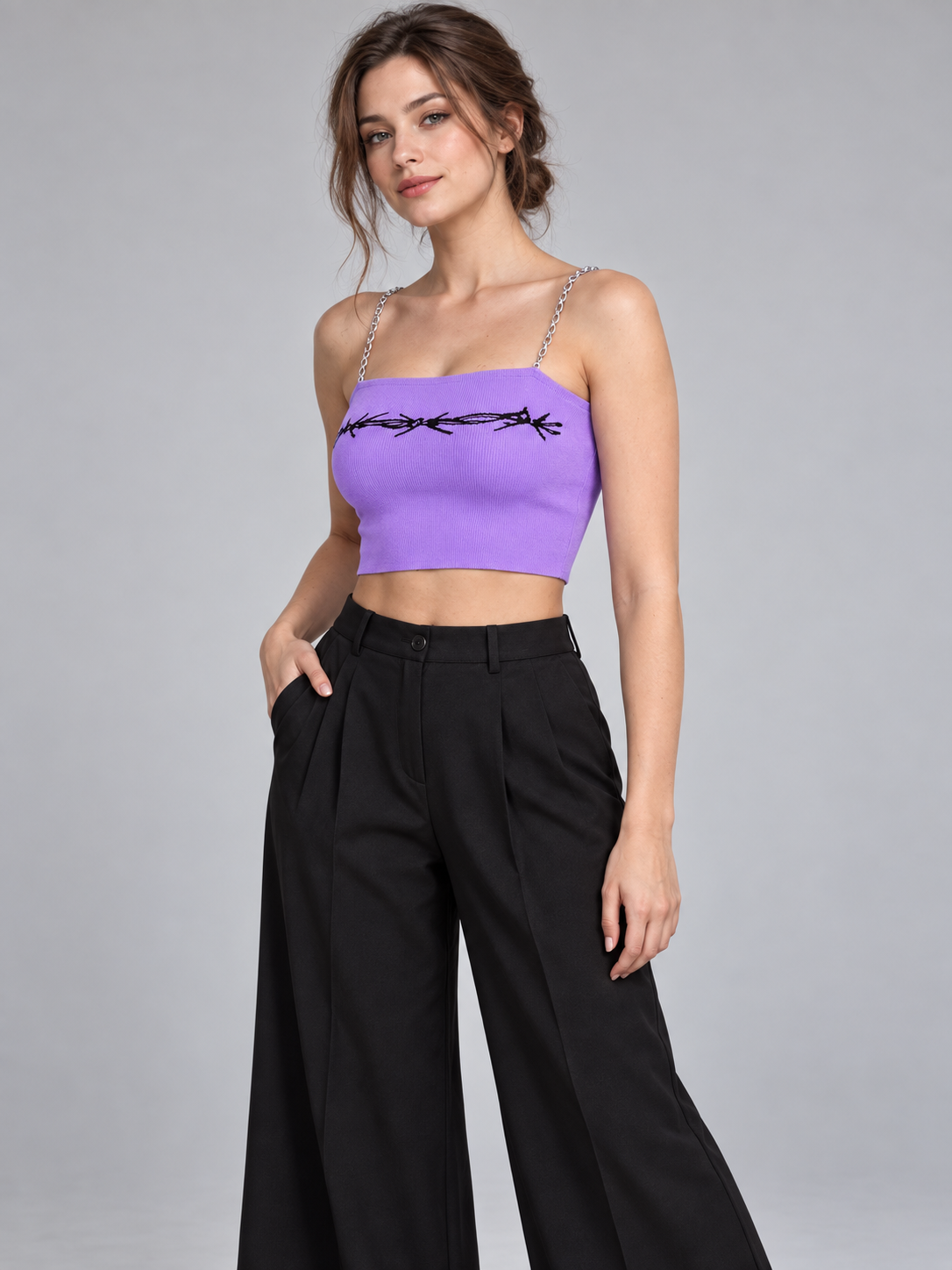 A66- Polera Crop con Cadenas
