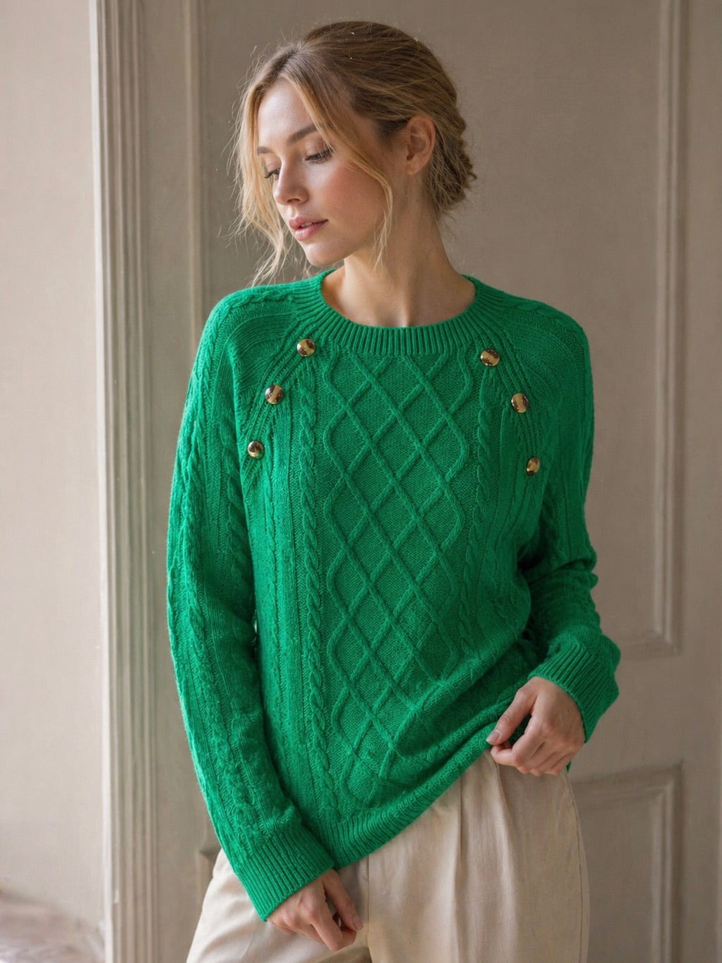 A160 - Sweater con Detalle  de Botón